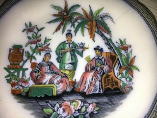 Vintage Mandarin U H & W Signed Antique Porcelain Plate Asian Oriental