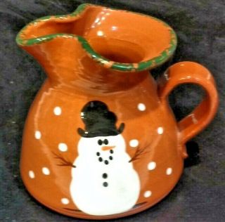 Three Rivers Pottery Hand Thrown Stoneware Pottery Small Snowman Pitcher Creamer