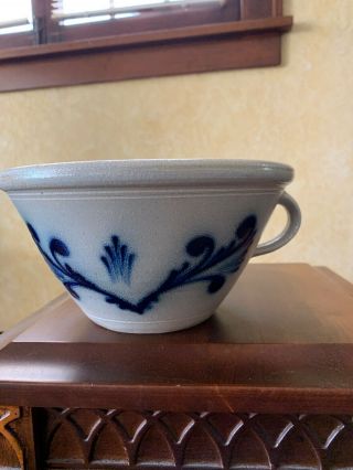 Wisconsin Pottery Stoneware Salt Glazed Mixing Batter Bowl Blue White