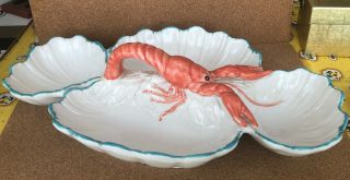 Lobster Seafood Divided Serving Tray Vietri Mfg Italy Large 16 X 10