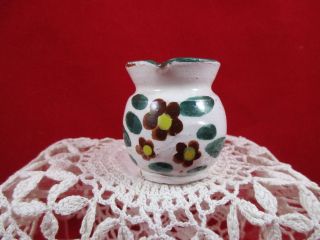 Miniature Italian Red Clay Pottery Pitcher Hand Painted Flowers