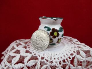 Miniature Italian Red Clay Pottery Pitcher Hand Painted Flowers 2