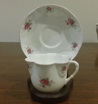 Vintage Crown Staffordshire England Fine Bone China Sweetheart Rose Cup & Saucer
