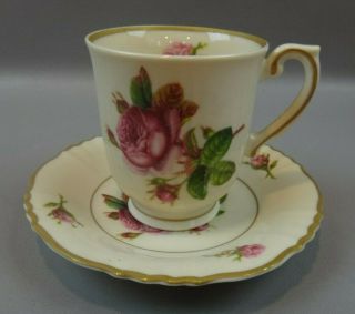 Syracuse China Federal Shape Victoria Rose Demitasse Cup & Saucer