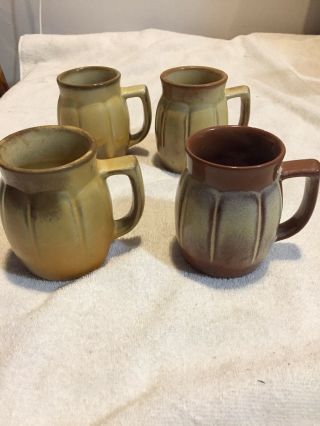 Vintage Frankoma Pottery C8 Coffee Mugs.  Set Of 4
