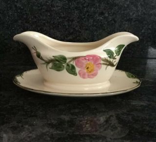 Vintage Franciscan Desert Rose Gravy Boat With Attached Plate