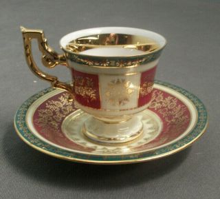 Vintage Tea Cup W/ Saucer - J K Decor Carlsbad Germany - Colonial Couple 106 Sb