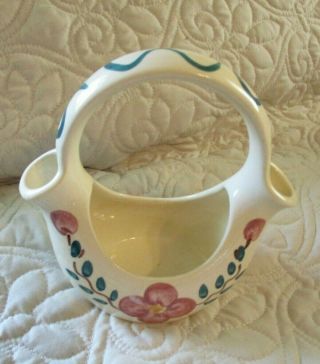 Vintage Shawnee Art Pottery Double Spout Wedding Vase Pink Flowers