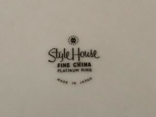 Style House Fine China Japan Platinum Ring White Coupe 10 - 1/2 