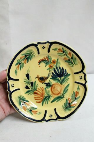 Quimper Hb France Fluted Bird Flower Pottery Plate 4