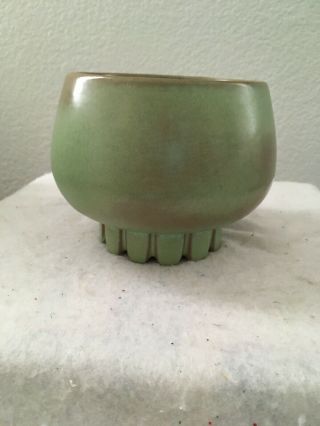 Vintage Frankoma Pottery Prairie Green Vase 235 Cogwheel Planter