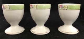 Vintage Set (3) Porcelain China Nippon Egg Cup Flowers Floral Japan 4