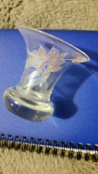 Hutschenreuther 1814 Germany Mini Glass Vase - Painted Flower -
