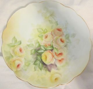Vintage Porcelain Rosen Thale Selb Bavaria Hand Painted Floral Gold Trim Plate