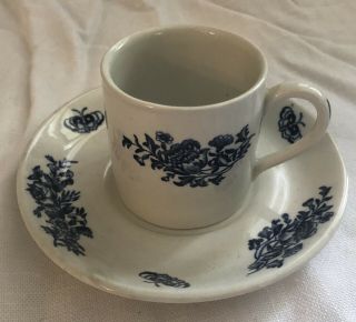 Booths England Blue & White Peony Demitasse Espresso Cup & Saucer