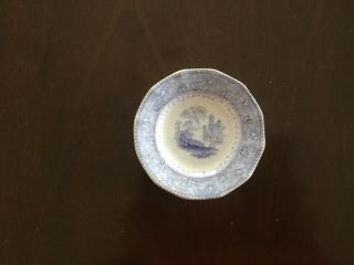 Small Staffordshire Blue Transferware Plate,  Good Antique,  4 1/2 In