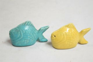 Bauer Chicken Of The Sea Tuna Baker Pottery Fish Salt Pepper Shakers