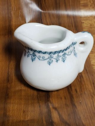 Vintage Restaurant Ware Ceramic Creamer China Blue Scroll Pattern
