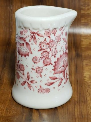 Vintage Restaurant Ware Ceramic Creamer China Red Floral Pattern