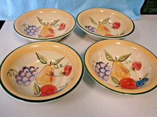 4 Italian Harvest Thomson Pottery Soup / Pasta Bowls - Fruit Design Auc 2