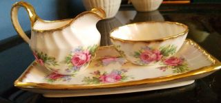 Vintage Taylor & Kent Elizabethan Bone China Creamer Sugar Bowl & Tray England