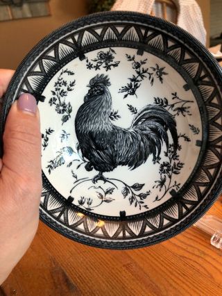2 - Hard to Find Discontinued Queen ' s China Rooster Black And White Bowls 6” 2