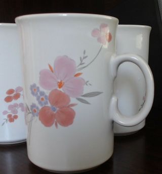 Vintage Galleria Stoneware Flower Floral Pink Gray Coffee Cup