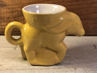 Vintage 1975 Frankoma Pottery Mug Cup Democratic Donkey Yellow