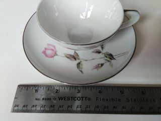 Tea Cup & Flat Saucer Dawn Rose Style House Fine China vintage japan silver 5