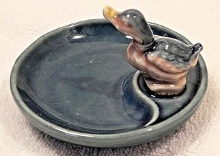 Vintage Wade Porcelain Ring Pin Trinket Tray Dish W/ Duck - Made In England