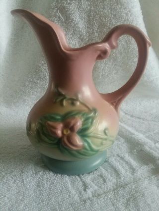 Vintage Hull Art U.  S.  A.  W - 2 5 1/2 " Wild Flower Pink Green Blue Ewer Vase Pitcher