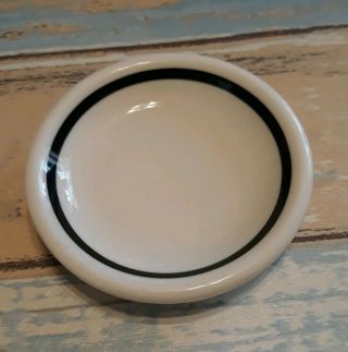 Vintage Restaurant Ware Black Band On White Butter Pat Dish Plate Unmarked