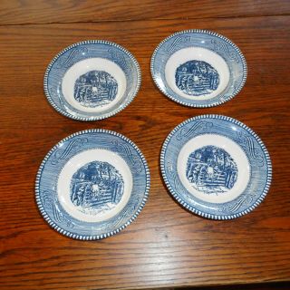 Set Of 4 Royal China Currier And Ives Farm Gate Fruit Berry Bowls 5 3/4 "