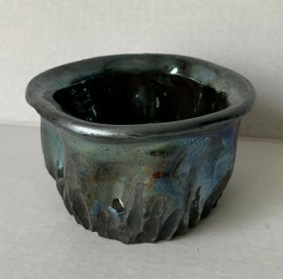 Hand Thrown Art Pottery Metallic Glaze Bowl Signed
