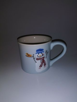 Hartstone Pottery Crate & Barrel Blue Snowman Snow People Large Coffee Cup Mug