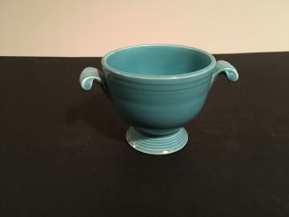 Vintage Homer Laughlin Fiestaware Turquoise Sugar Bowl,  Lid Without Handle