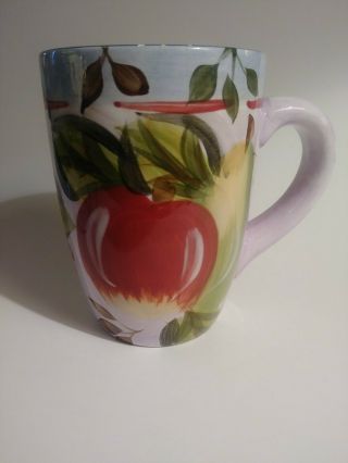 Heritage Black Forest Fruits 2 Large Coffee Mugs Plum Apple Pears Pattern