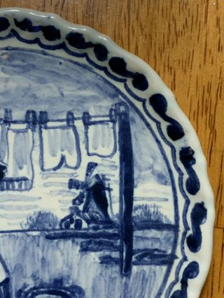 Delft Handwork Blue Hanging Decorative Wall Plate 4” Windmill - Woman 4