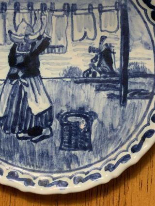 Delft Handwork Blue Hanging Decorative Wall Plate 4” Windmill - Woman 5