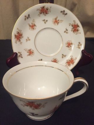 Noritake Dulcy 5153 Floral Pattern Teacup And Saucer Plate Set