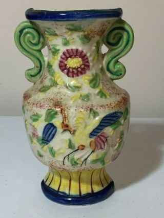 Vintage Made In Japan Art Pottery Ceramic Wall Pocket Bird Of Paradise