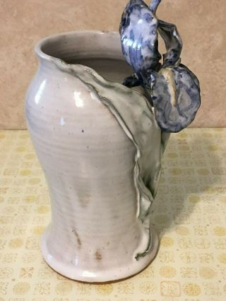 Vintage Hand Crafted 3D Blue Iris Vase Signed By Artist 9 