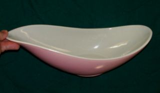 Hull Mid Century Planter Bowl Oval 152 Usa Pottery Pink W/white 13x5 " Curve Vtg