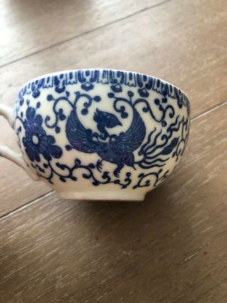 Vintage Blue Willow Phoenix Birds Teacup,  Saucer Occupied Japan 3