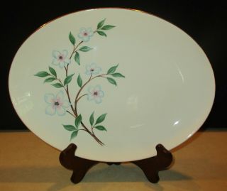 Vintage Oval Platter Homer Laughlin Rhythm E54n5 Pink Blue Wht Dogwood Euc