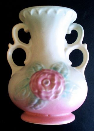 Vintage Hull Usa Vase 6.  5 Inches Tall Double Side Handles Pastel Glazes