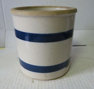 Vintage.  Rrp Co.  Roseville Ohio Ransbottom Pottery 5 - 1/4 X 5 " Blue Banded Crock