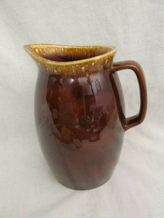 Vintage Hull Pottery Brown Drip Glaze Water Jug Pitcher - 9 1/8 " - 88 Oz