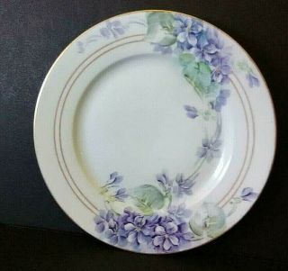 M Z Austria Hand Painted Plate 7 3/4 " With Violet Flowers