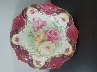 Vintage R S Hand Painted Colorful Flowers Large Bowl Germany